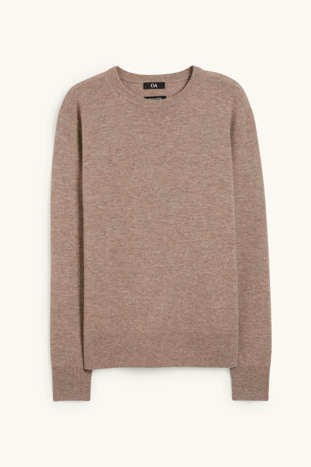 Damen - Basic-Pullover - Woll-Mix mit Kaschmir - hellbeige