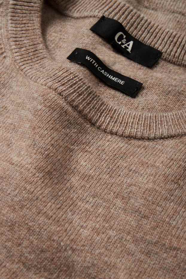 Damen - Basic-Pullover - Woll-Mix mit Kaschmir - hellbeige