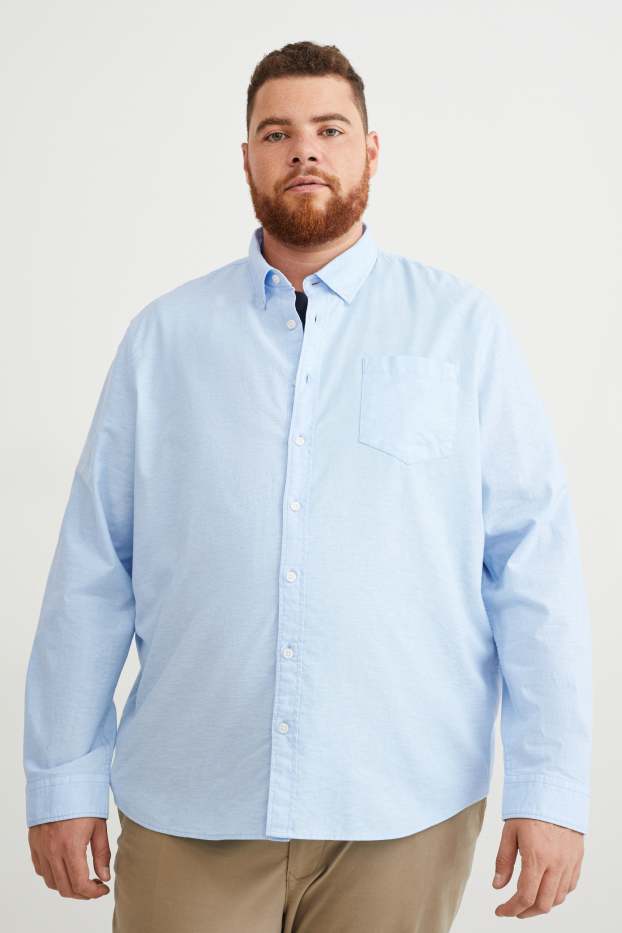 Hommes - Chemise oxford - regular fit - col button-down - bleu clair