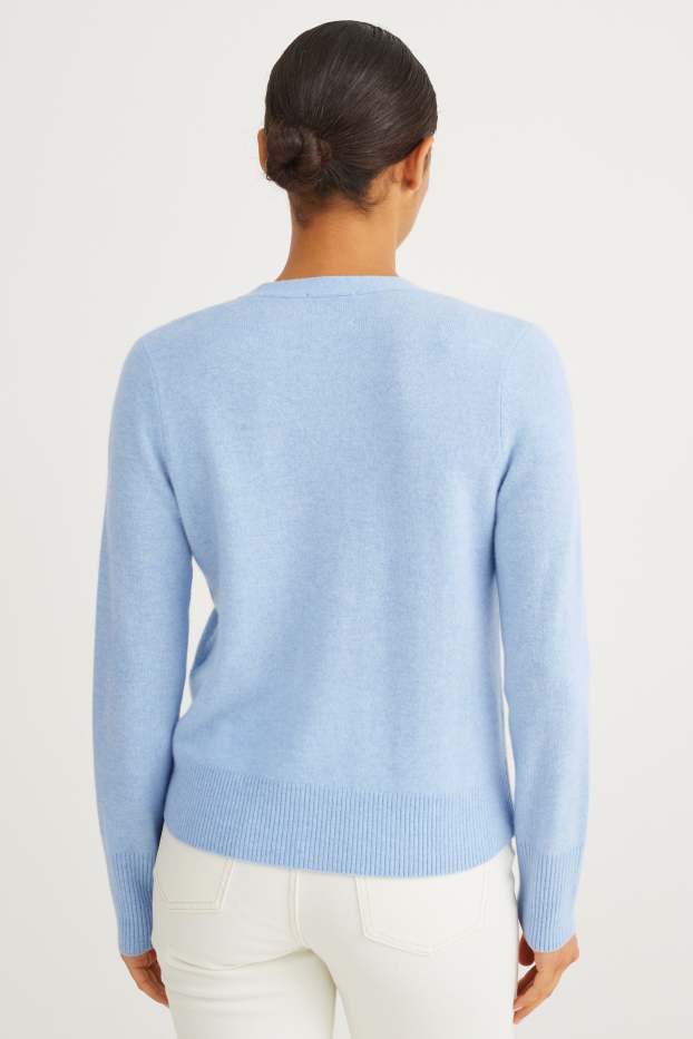 Femmes - Gilet de maille en cachemire - bleu clair