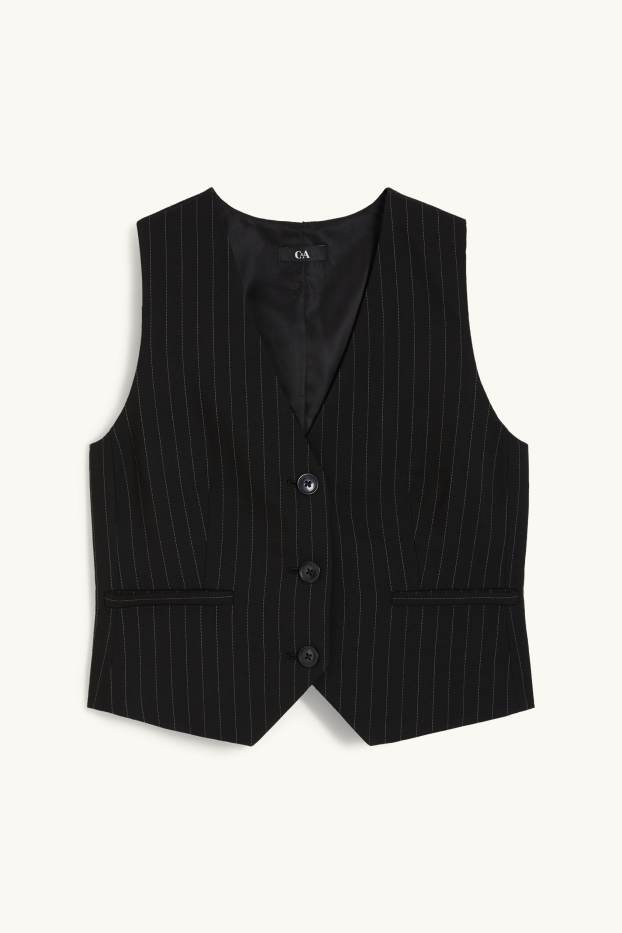Women - Waistcoat - pinstripes - black / white