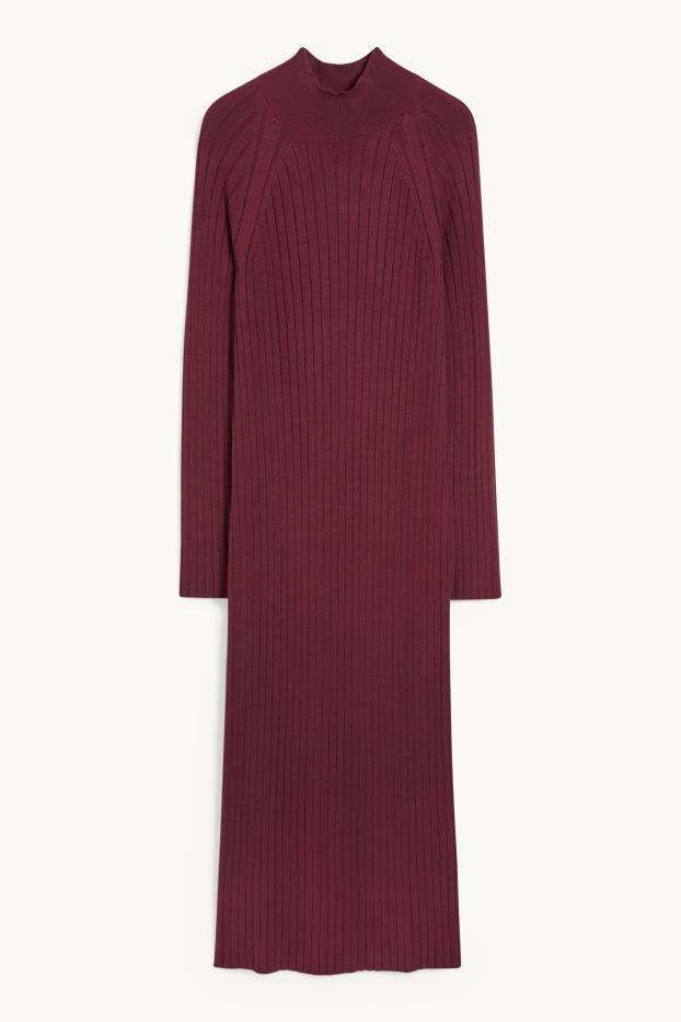Women - Knitted bodycon dress - bordeaux