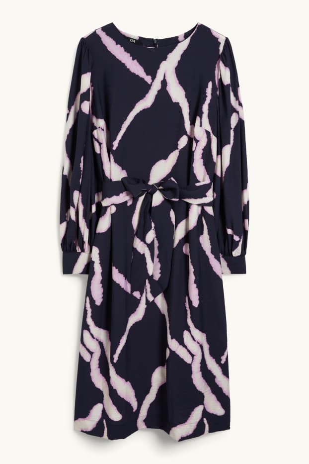 Femmes - Robe évasée - à motif - bleu foncé