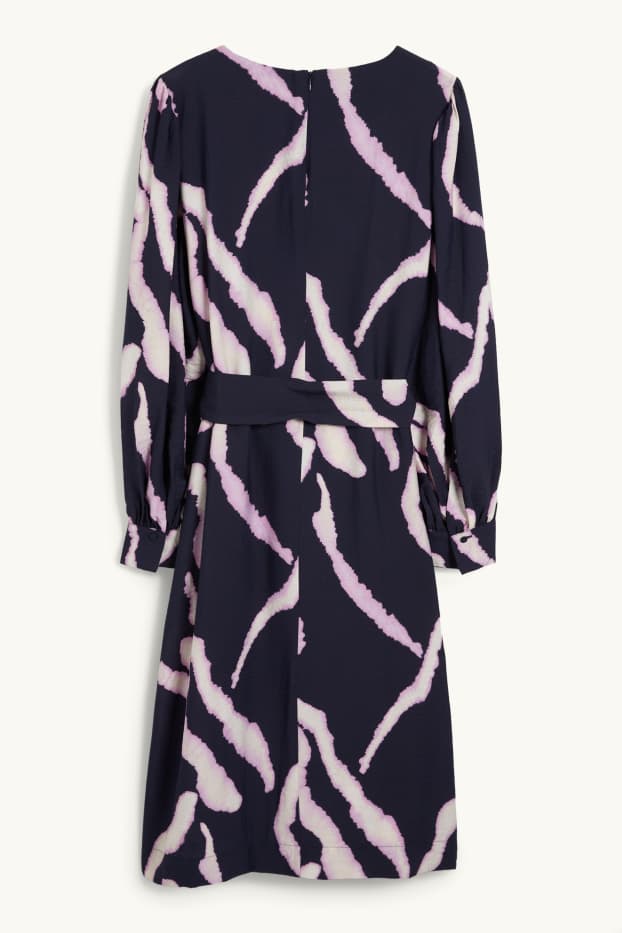 Femmes - Robe évasée - à motif - bleu foncé