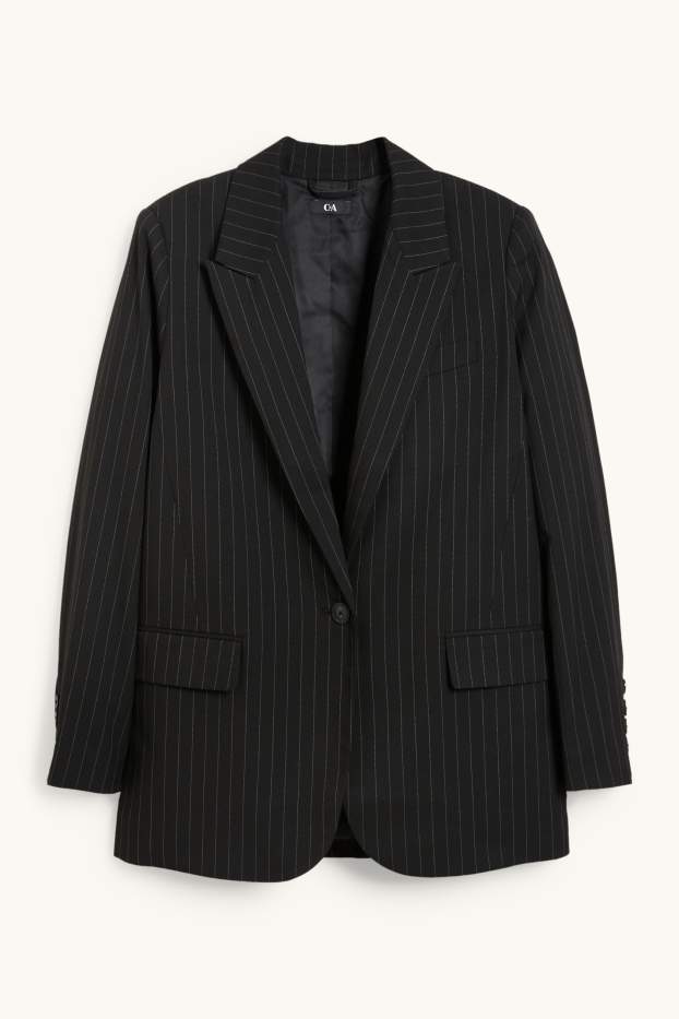 Women - Oversized blazer - pinstripes - black / white