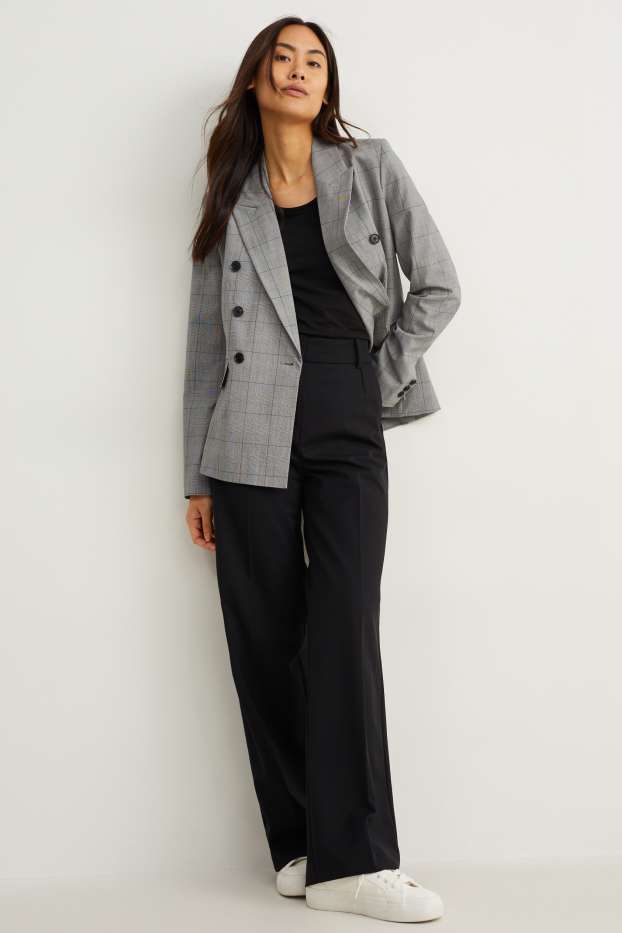 Women - Business trousers - high waist - wide leg - Mix & match - black