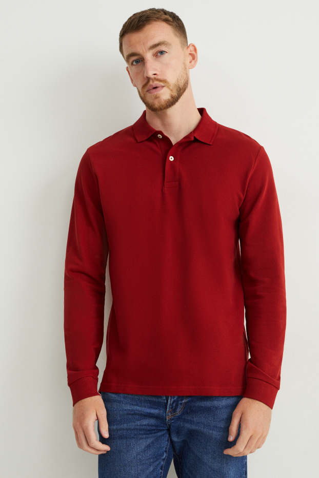 Men - Polo shirt - dark red