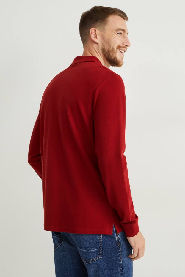 Men - Polo shirt - dark red