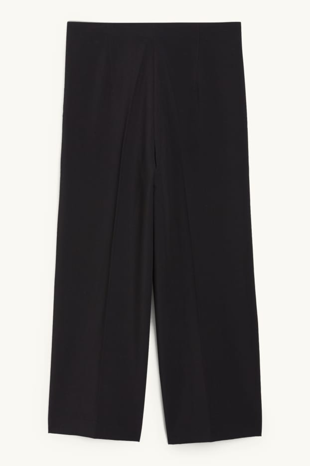 Damen - Stoffhose - High Waist - Wide Leg - schwarz