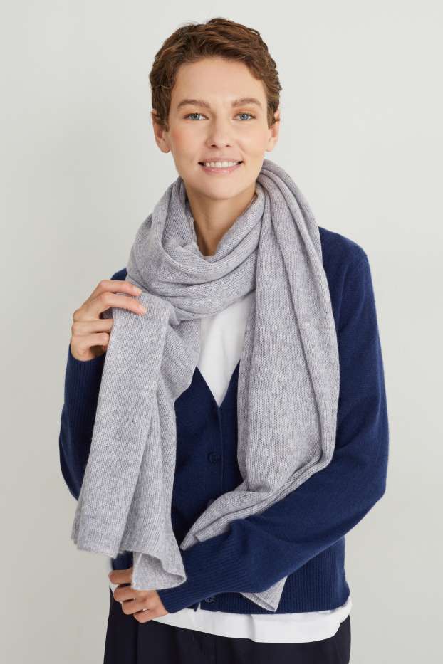 Women - Cashmere scarf - gray-melange