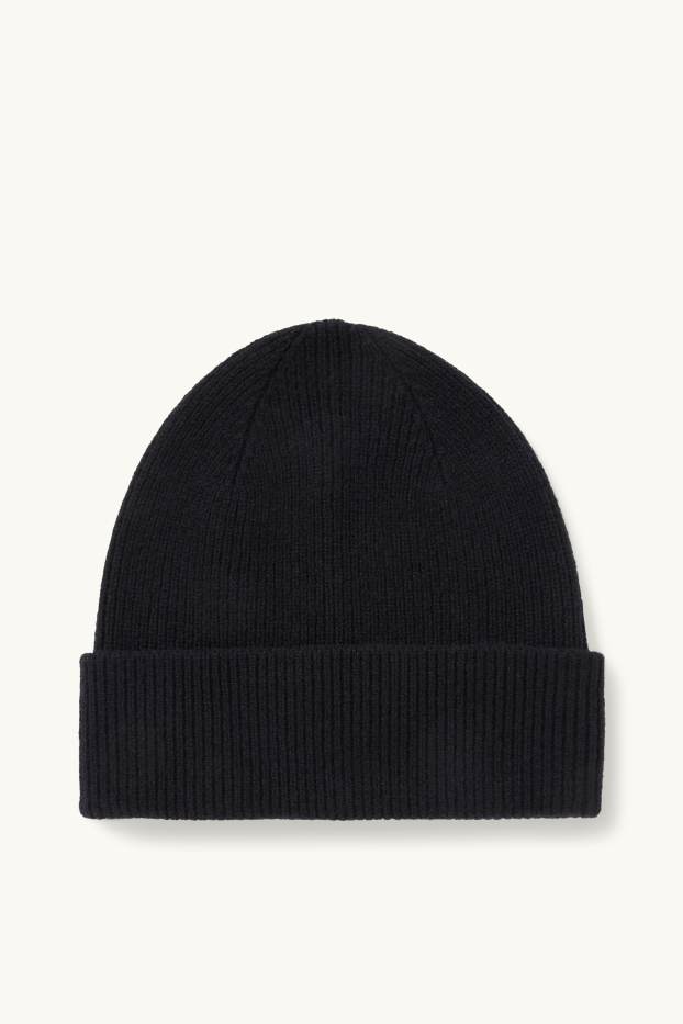Men - Knitted cashmere hat - black