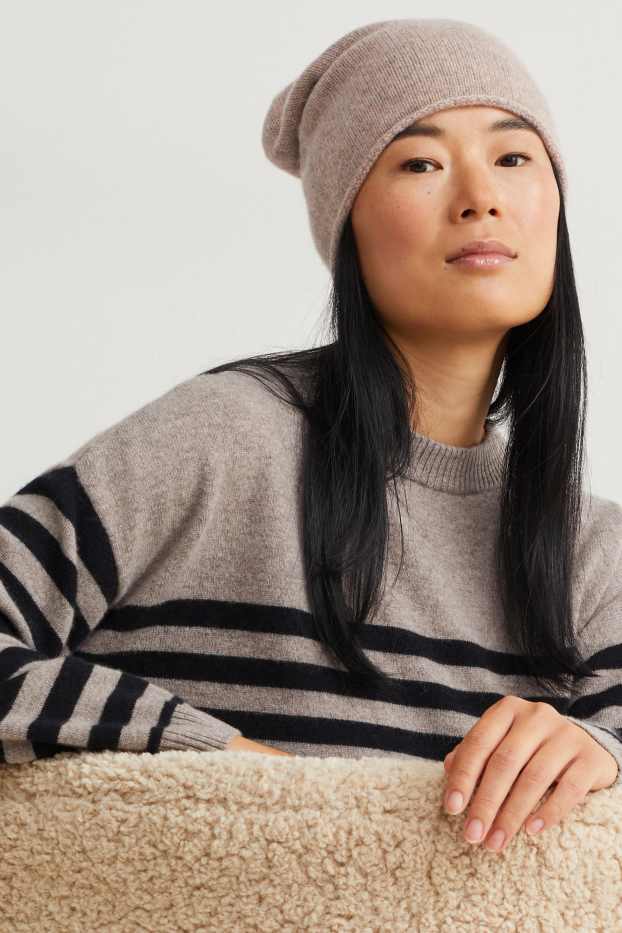 Mujer - Gorro de cachemir - topo