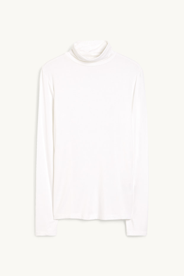 Women - Basic polo neck top - white