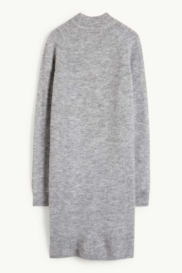Damen - Strickkleid - hellgrau-melange