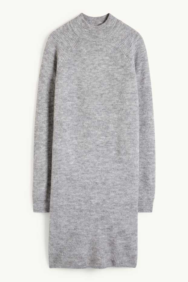 Damen - Strickkleid - hellgrau-melange