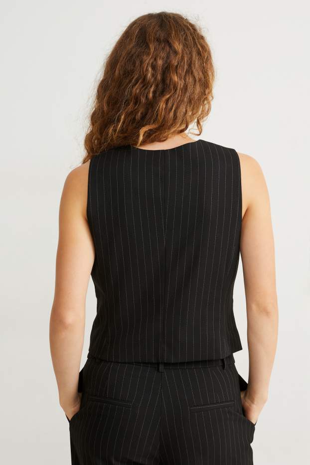 Women - Waistcoat - pinstripes - black / white