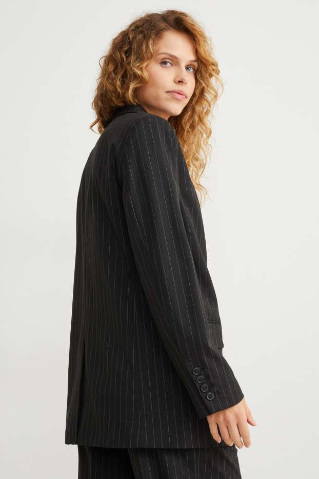 Women - Oversized blazer - pinstripes - black / white