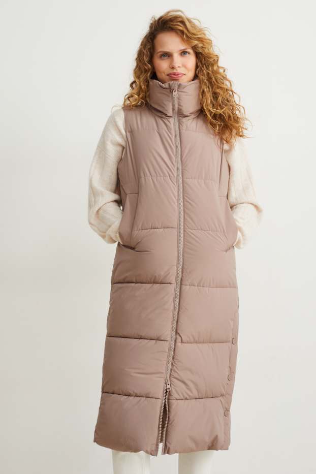 Femmes - Doudoune longue sans manches - beige