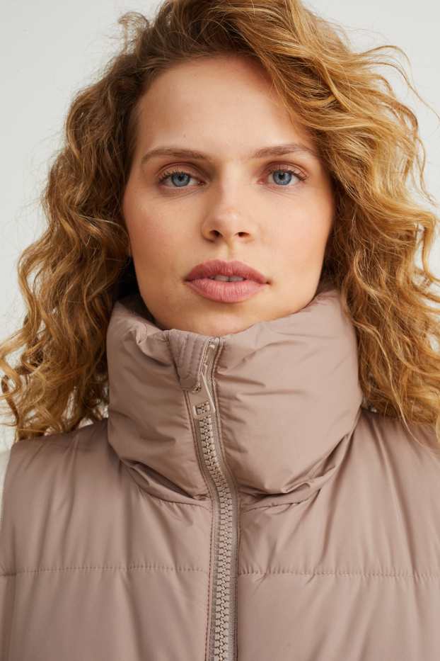 Femmes - Doudoune longue sans manches - beige