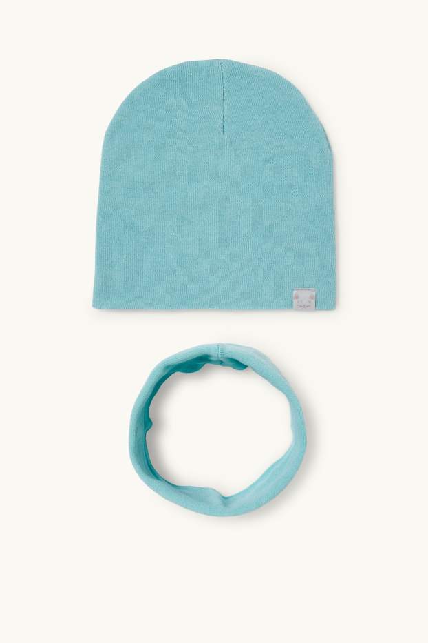 Children Girls - Set - hat and snood - 2 piece - mint green