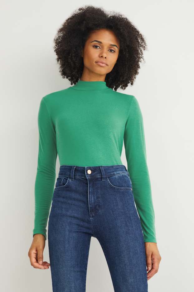 Dames - Shirt met rolkraagje - groen