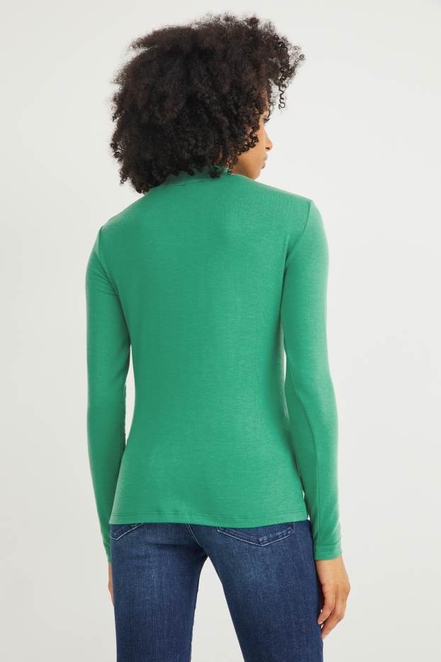 Dames - Shirt met rolkraagje - groen