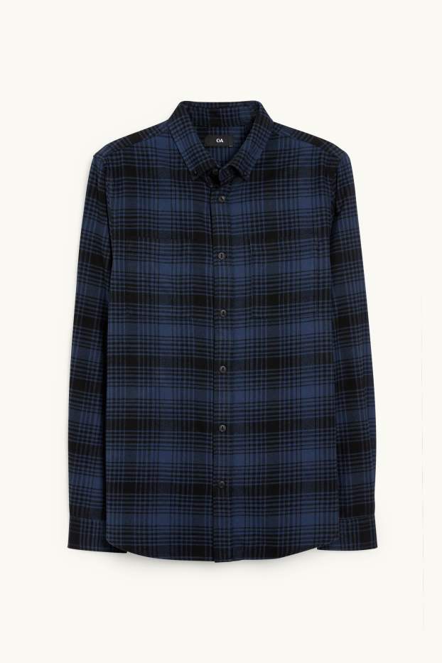 Herren - Hemd - Regular Fit - Button-down - kariert - dunkelblau
