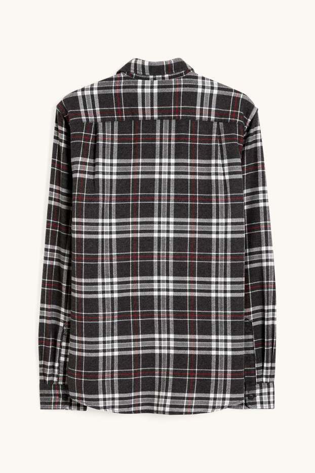 Home - Camisa de franel·la - regular fit - Kent - de quadres - negre