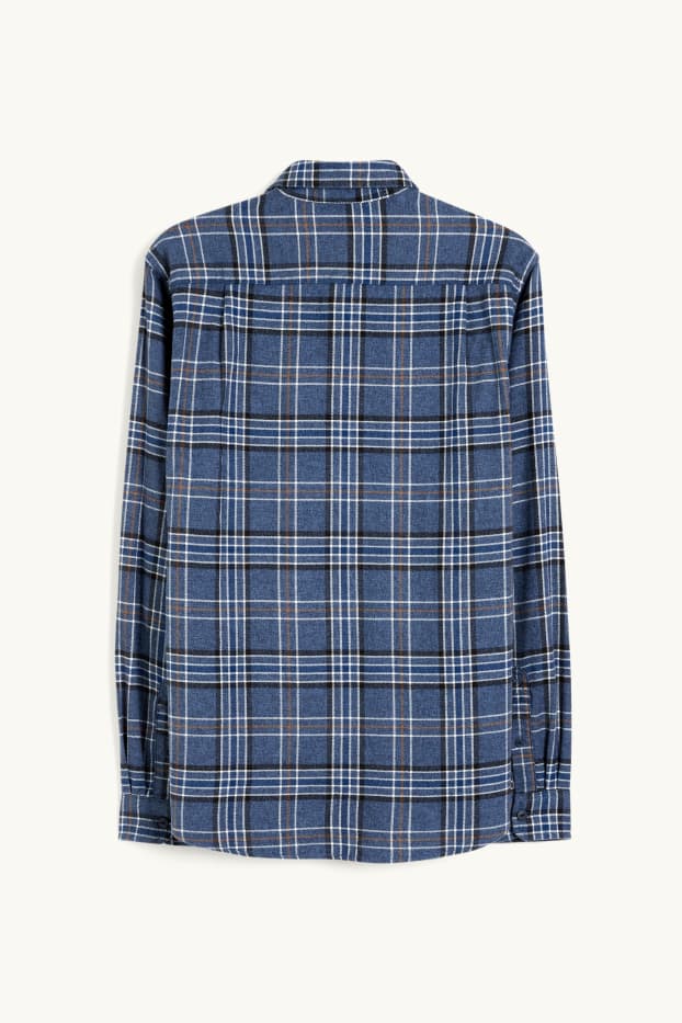 Home - Camisa de franel·la - regular fit - Kent - de quadres - blau fosc