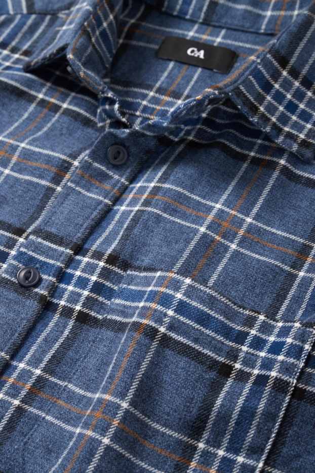 Home - Camisa de franel·la - regular fit - Kent - de quadres - blau fosc