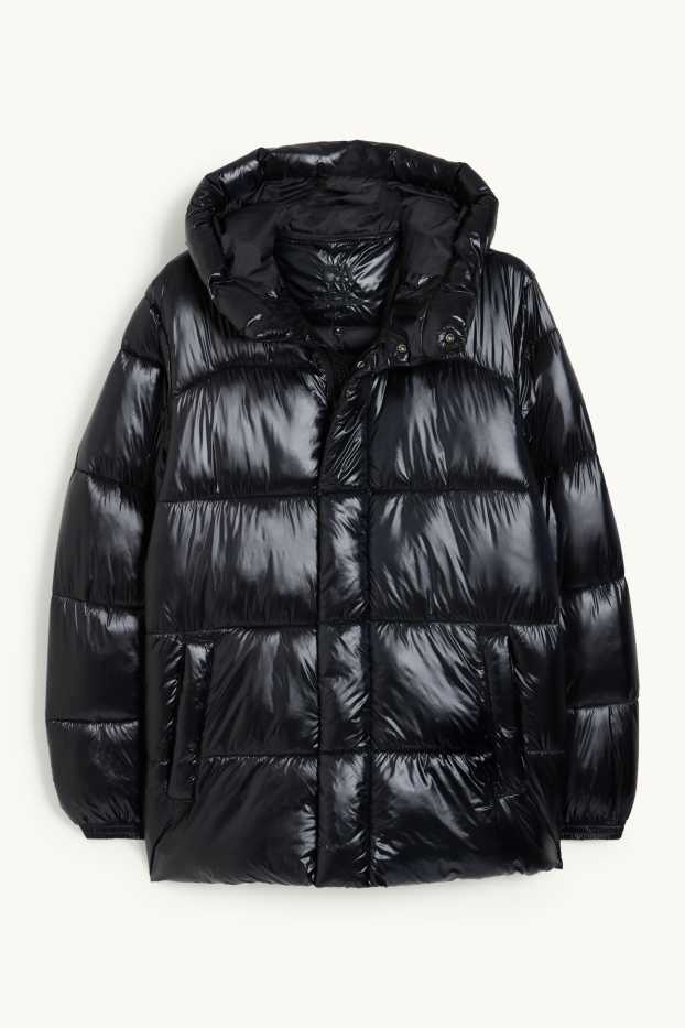 Men - Quilted jacket with hood - black
