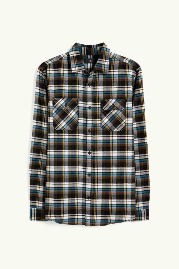 Home - Camisa de franel·la - regular fit - Kent - de quadres - verd