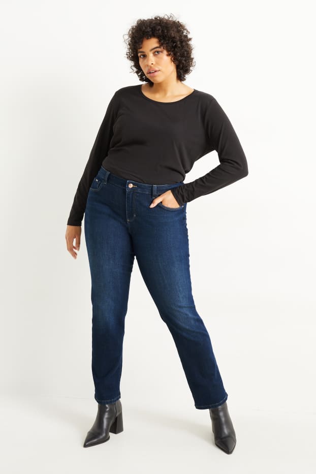 Damen - Straight Jeans - Mid Waist - LYCRA® - jeansblau