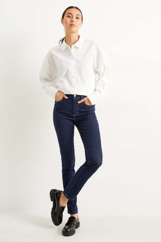 Dames - Slim jeans - high waist - LYCRA® - jeansdonkerblauw