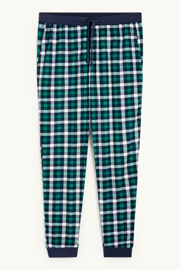 Men - Flannel pyjama bottoms - check - dark green / dark blue