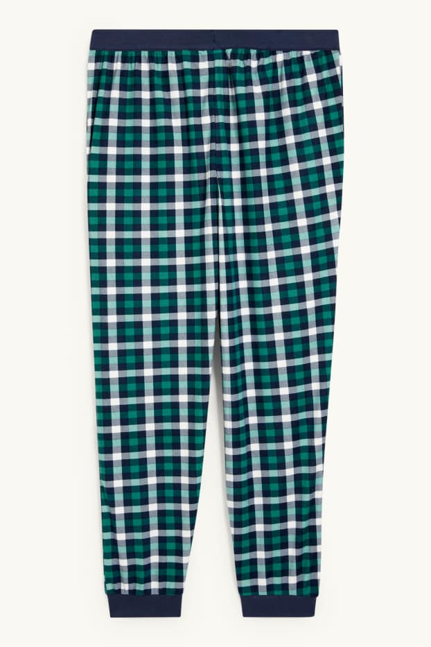 Men - Flannel pyjama bottoms - check - dark green / dark blue