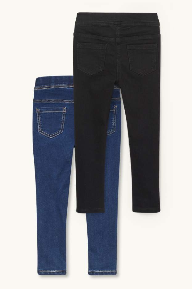 Kinderen: meisjes - Set van 2 - jegging - blauw / zwart