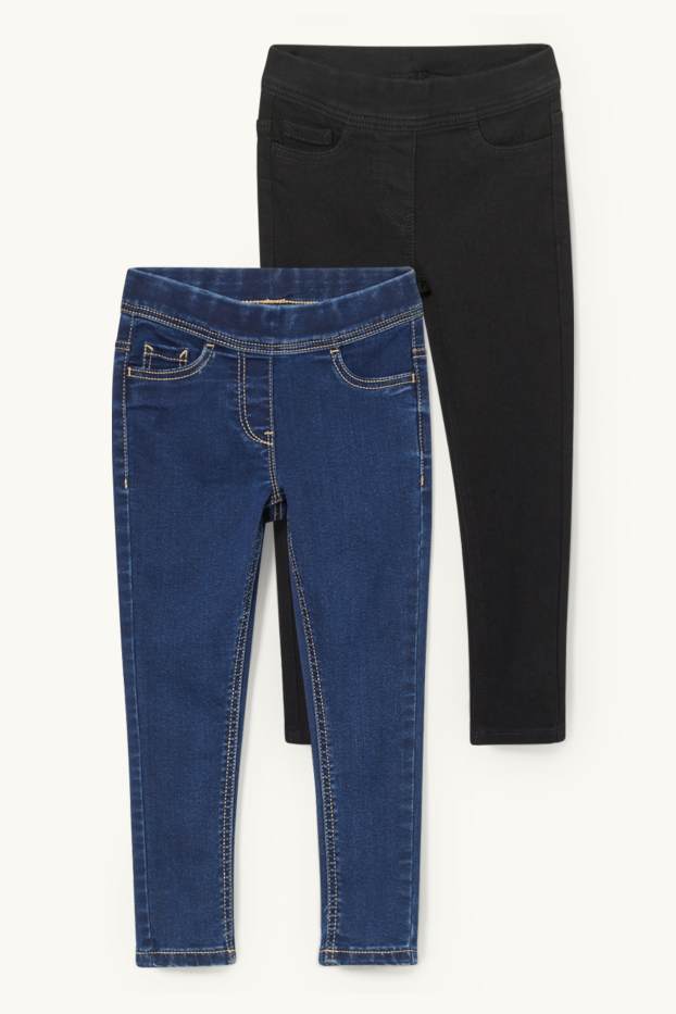 Kinderen: meisjes - Set van 2 - jegging - blauw / zwart