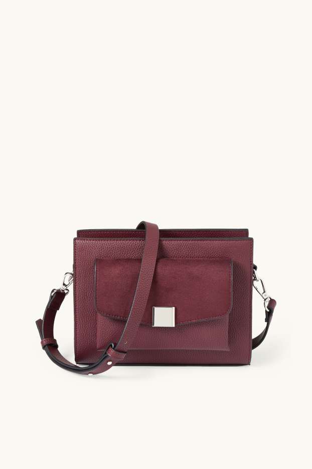 Donna - Borsa a tracolla con spallaccio staccabile - similpelle - rosso scuro