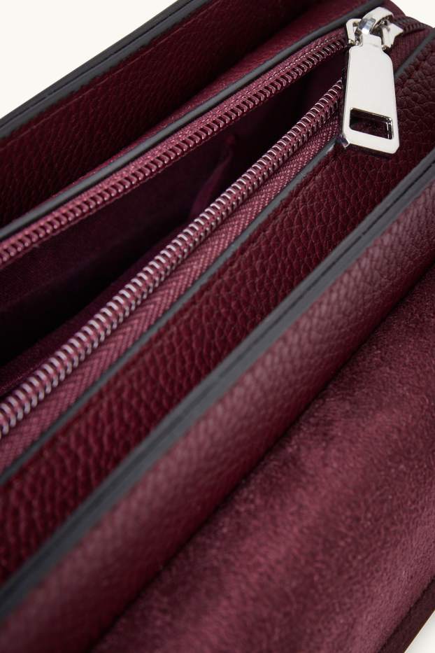 Donna - Borsa a tracolla con spallaccio staccabile - similpelle - rosso scuro