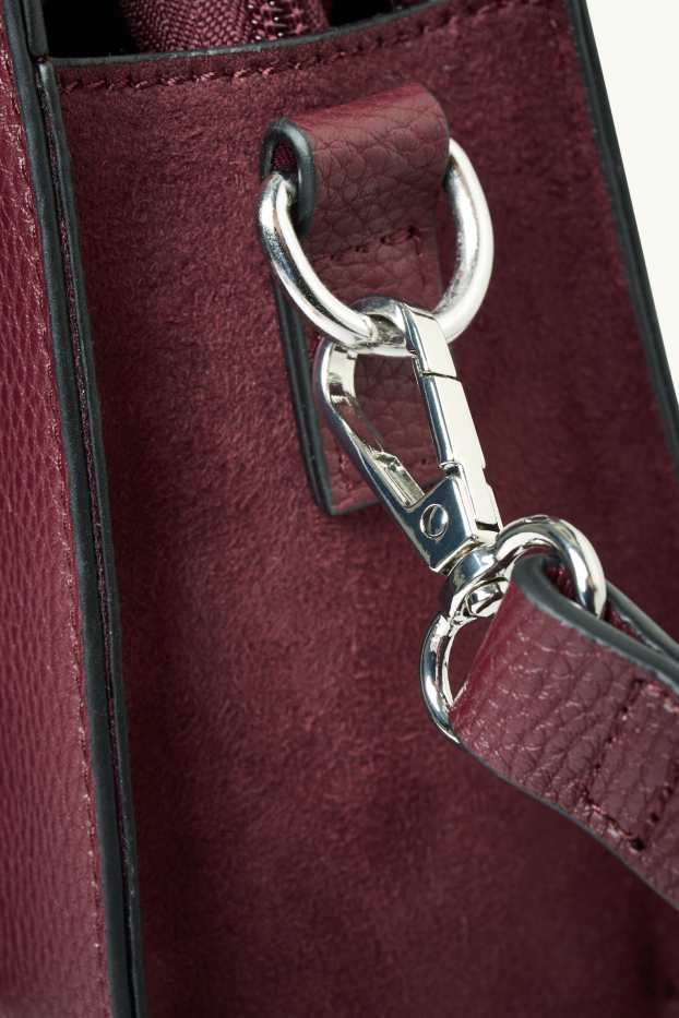 Donna - Borsa a tracolla con spallaccio staccabile - similpelle - rosso scuro