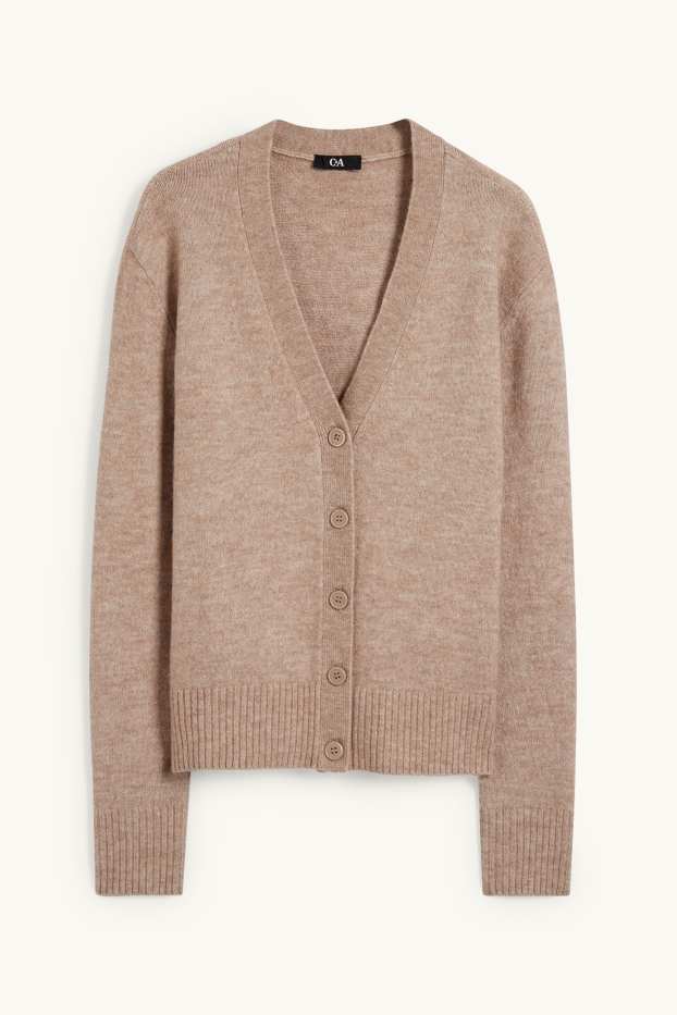 Damen - Basic-Strickjacke - hellbeige