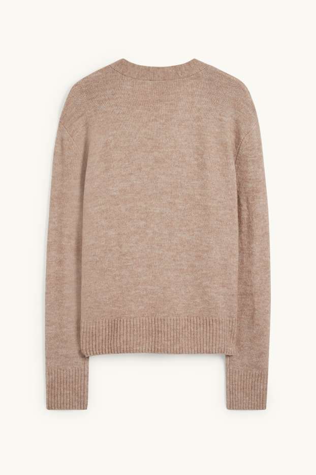 Damen - Basic-Strickjacke - hellbeige