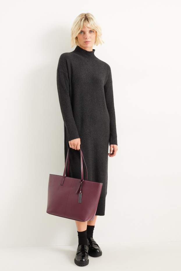 Dames - Shopper - imitatieleer - bordeaux