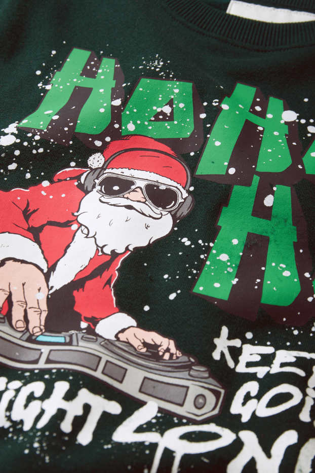Children Boys - Christmas sweatshirt - Father Christmas - dark green