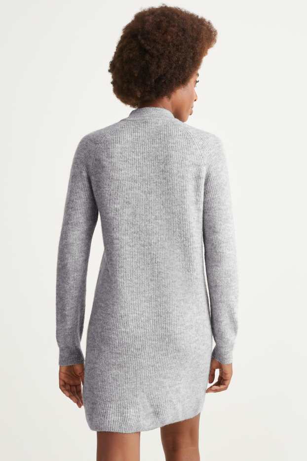 Damen - Strickkleid - hellgrau-melange