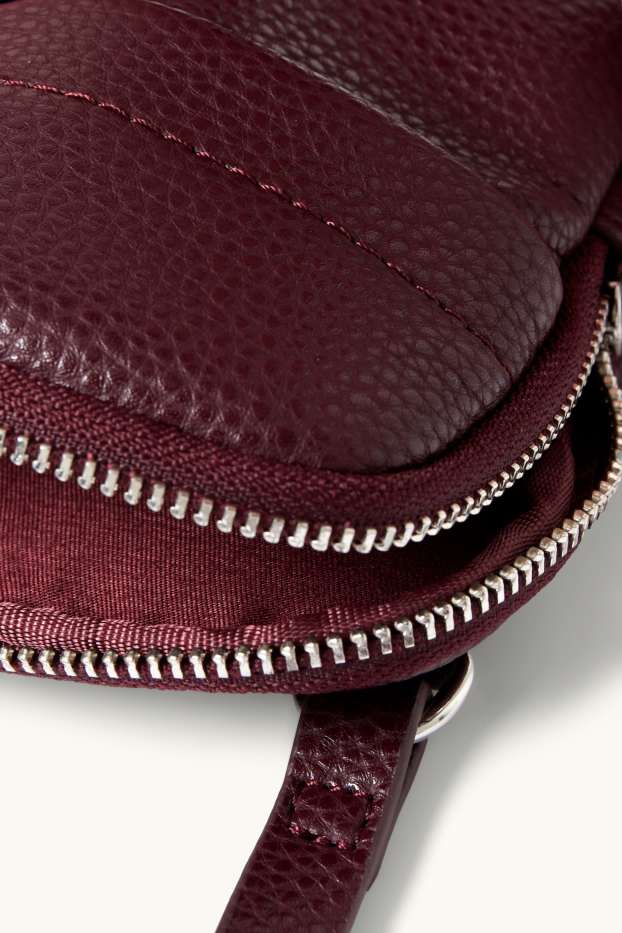 Damen - Set - Handytasche und Portemonnaie - Lederimitat - 2 teilig - bordeaux