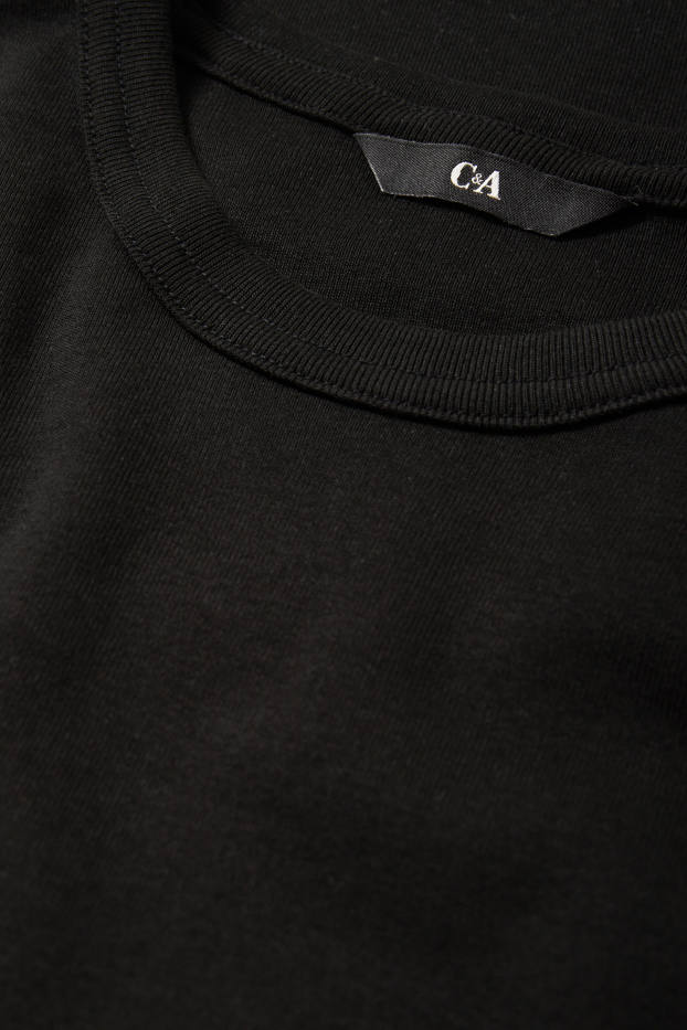 Pánské - Tričko - slim fit - černá