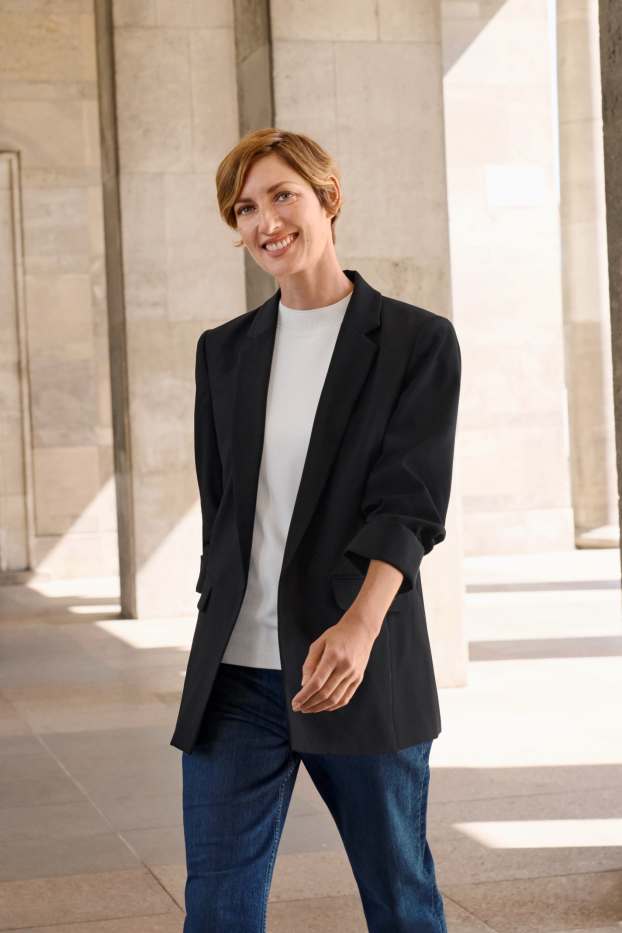 Women - Blazer - relaxed fit - black