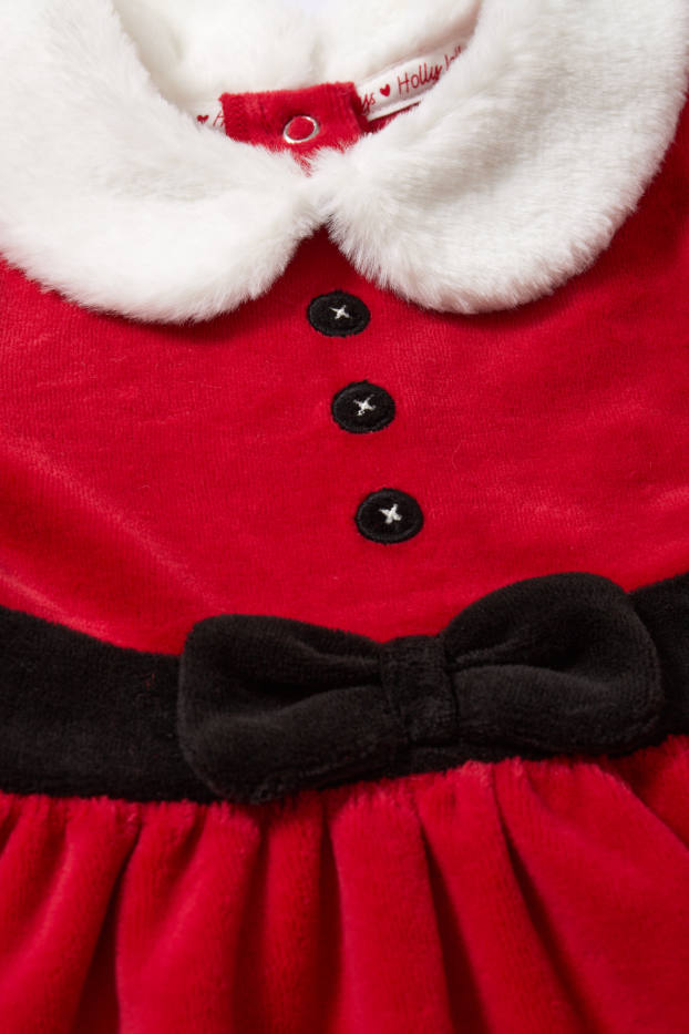 Baby Mädchen - Baby-Weihnachts-Outfit - 2 teilig - dunkelrot